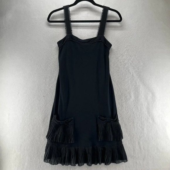 Juicy Couture Dresses & Skirts - Juicy Couture Dress Size P Flapper Bow Pleated Hem Sleeveless Modal Black